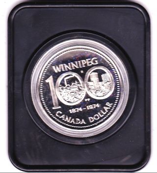1974 Canadian Dollar Winnipeg Nickel Unc With Case Cameo photo