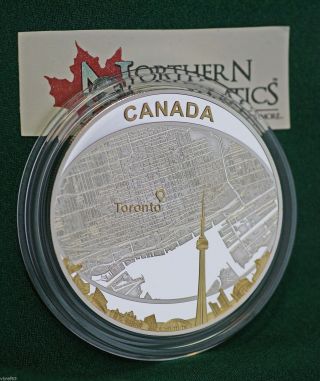 2011 Canada $25 Silver 60 Mm 2 Oz.  Commemorative Coin - Google Map Of Toronto photo