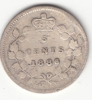 . 925 Silver 1886 Small 6 Victoria 5 Cent Piece G - Vg photo