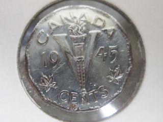 1945 Canada 5 Cents World War Ii Victory Coin Old Nickel photo
