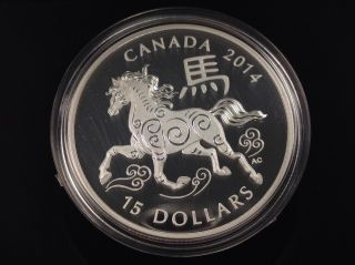 2014 $15 Pure Silver Coin - Year Of The Horse Limited Mintage photo