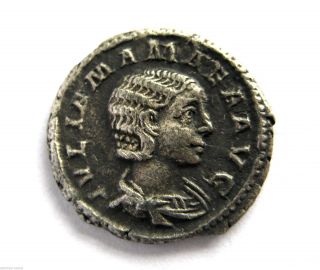 230 A.  D British Found Julia Mamaea Roman Period Imperial Silver Denarius Coin.  Vf photo