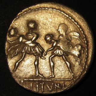 Rape Of The Sabine Women Silver Denarius 89 Bc.  Roman Republic photo
