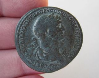 Ancient Emperor Ae Sestertius Of Trajan 98 - 117 Ad / Felicitas photo