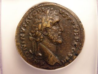 Antoninus Pius,  138 - 161 Ad,  Orichalcum Sestertius,  Salus Reverse,  Icg Ef photo