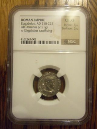 Roman Empire Elagabalus Ad 218 - 222 Ar Denarius Ngc Ch Xf Strike 4/5 Surface 5/5 photo