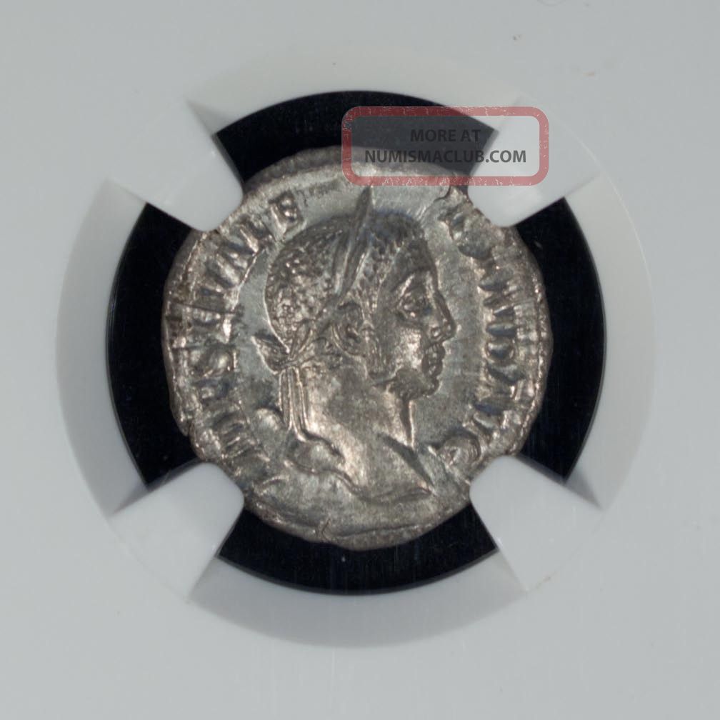 Roman Empire Sev. Alexander Ad 222 - 235 Ar Denarius Ngc Au Silver