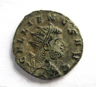 253 A.  D Gallic Empire Emperor Gallienus Roman Period Silvered Ae Antoninus Coin photo