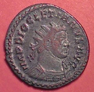 Diocletian Silvered Antoninianus Lyon Jupiter Victory Globe Scepter A In Ex photo