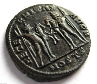 308 A.  D British Found Maximinus Daia Roman Ae Bronze Follis Coin.  Ostia photo