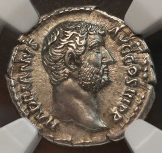 Rome Empire Ar Silver Denarius Hadrian 117 - 138 Ad Ngc Ch Xf 01122587d photo