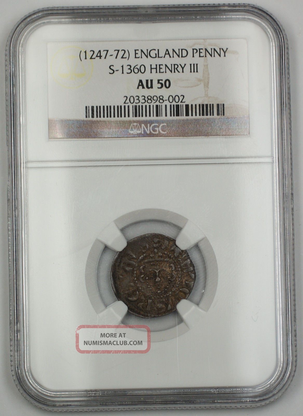 1247 - 72 England Long Cross Penny Silver Coin S - 1360 Henry Iii Ngc Au - 50 Akr Coins: Medieval photo