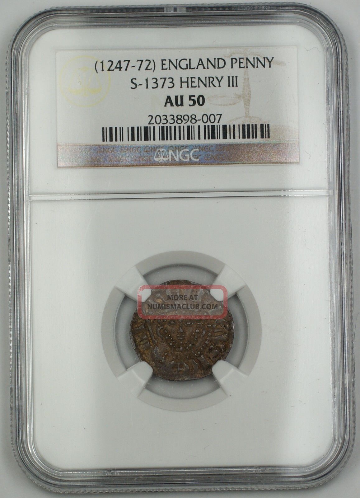 1247 - 72 England Long Cross Penny Silver Coin S - 1373 Henry Iii Ngc Au - 50 Akr Coins: Medieval photo