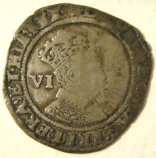 British King James 1st Silver ' Sixpence ' Gunpowder Plot 1605 Guy Fawkes photo