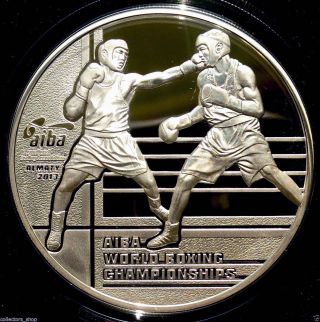 Kazakhstan: Silver 100 Tenge 2013 World Aiba Boxing Championships.  Almaty Proof photo
