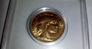 1914 20 Francs Gold Coin French Rooster photo