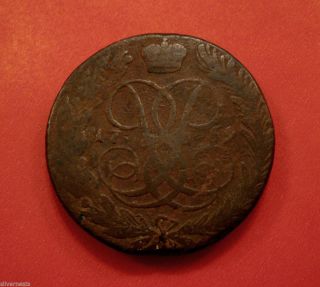 1759 Russia Empress Elizabeth Daughter - Peter The Great 5 Kopek 40mm Copper Coin photo