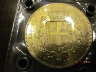 100 Lire Oro 1840 T.  Carlo Alberto photo