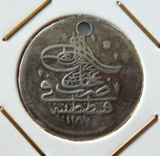 Turkey 10 Para 1187 Abdul Hamid I Second Toughra Holed Coin Rare photo