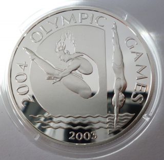 Samoa 10 Dollars Tala 2003 Olympics Athens 2004 Swimming Divers Silver Proof photo