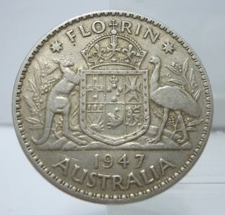 Australia 1947 One Florin Silver Coin photo