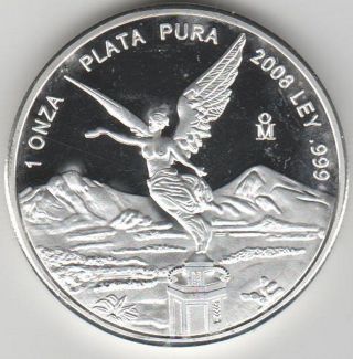 2008 Mexico Libertad 1 Oz Fine.  999 Silver (silver Plated) Coin photo