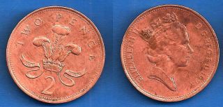 Great Britain 2 Pence 1995 United Kingdom Uk Queen Pences Paypal Skrill photo