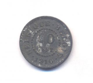 10 Cent Centimen 1916 Belgium Coin German Occupation photo
