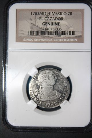 1783 2 Reales El Cazador Spanish Wreck Coin,  Ngc Cert. , ,  Rare - Own History photo