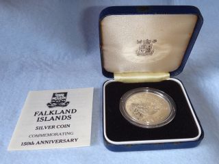 Falkland Islands 1983 150th Anniversary 50 Pence Sterling Silver Proof Coin photo
