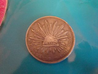 Mexico 8 Reales Zacatecas 1893 Silver Coin photo
