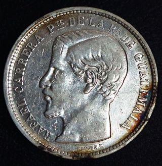 1865 R (large) - Guatemala - Peso - Very Rare Variety - Silver Crown photo
