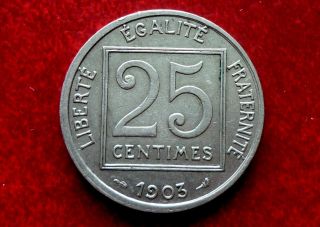 1903 France 25 Centimes Coin Sb1006 photo