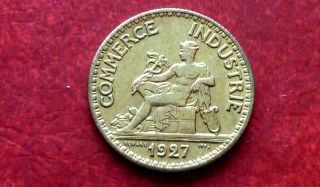 1927 France Chamber Of Commerce 50 Centimes Coin Sb1008 photo