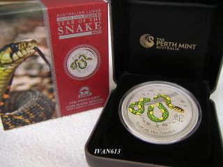 Anda Coin Show 2 Ounces 2013 Snake Silver Coin Coloured & photo