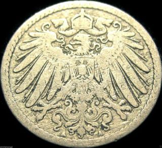 Germany - German Empire - German 1891a 5 Pfennig Coin - 100+ Years Old - Rare photo