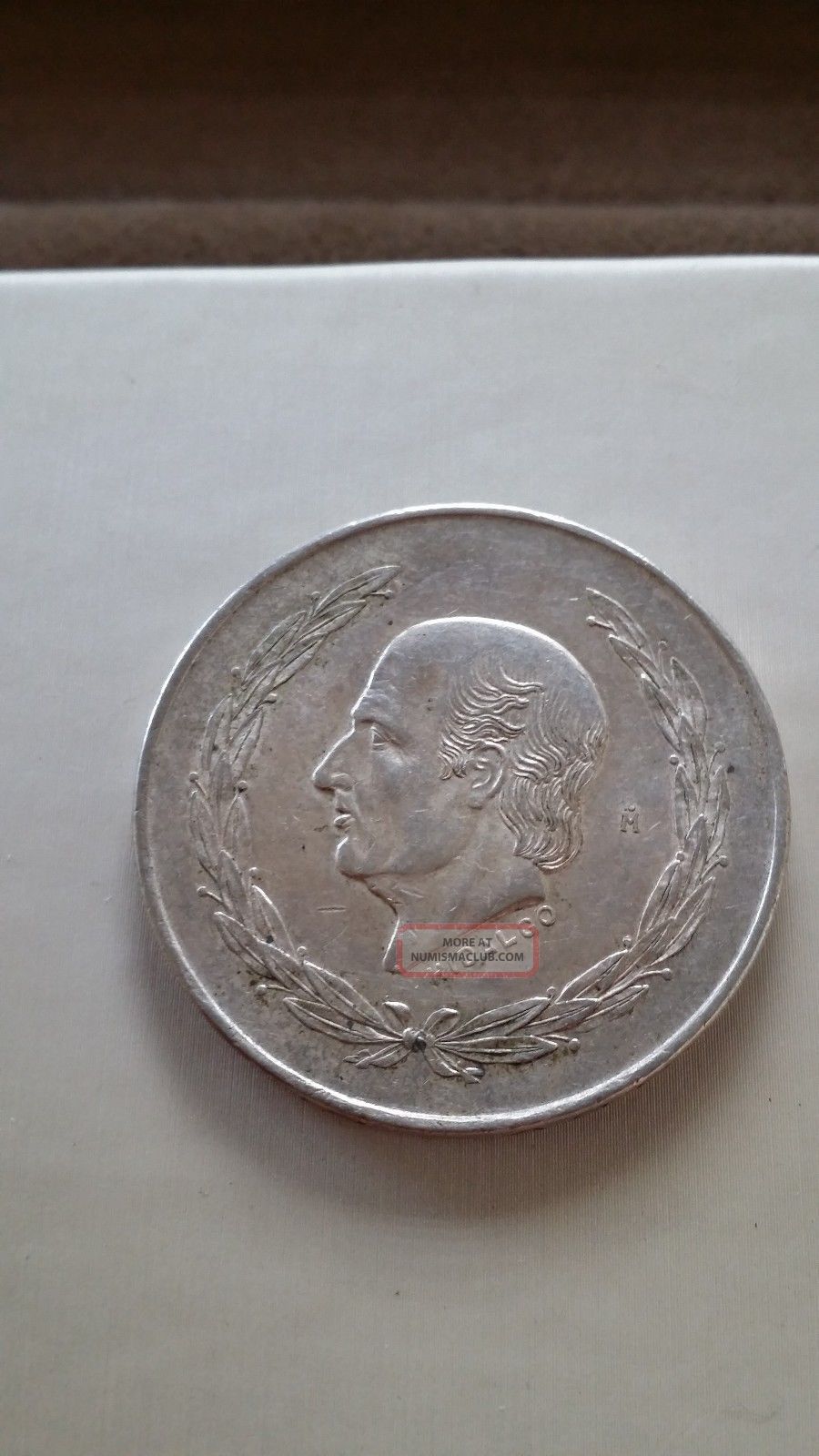 1953 Mexico Cinco Pesos Silver Coin Mexico photo