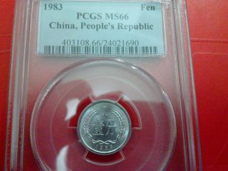 Pcgs Ms66 China,  People ' S Republic Year 1983 Arms 1 Fen,  Aluminum photo