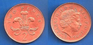 Great Britain 2 Pence 1998 United Kingdom Uk Queen Pences Paypal Skrill photo