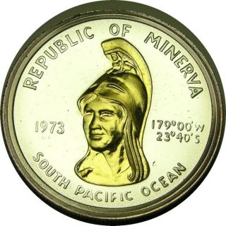 Elf Republic Of Minerva 35 Dollars 1973 Gold On Silver Proof photo