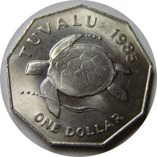 Elf Tuvalu 1 Dollar 1985 Sea Turtle photo