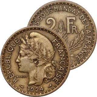 1924 Togo French Colony 2 Francs Unc Au Coin photo