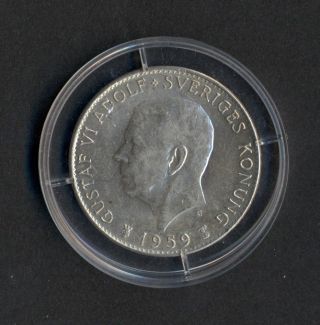 Sweden 5 Krona Kronor Gustav Vi Adolf 1959 Silver Commemorative With Garanti photo