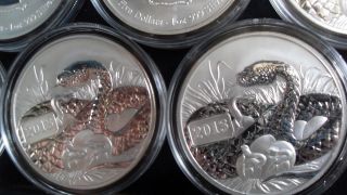 2013 Tokelau 1 Troy Oz.  999 Silver Year Of The Snake $5 Coin In Cap photo