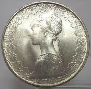 1966 Italy 500 Lire Columbus Ship Silver Coin Unc photo
