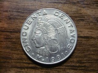 1981 Mexico 50 Centavos Cincuenta World Coin Circulated Clad 392 photo
