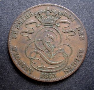 Belgium Kingdom 1853 5 Centimes Coin, ,  - 750,  000 - Scarce photo