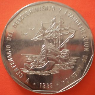 1989 Dominican 1 Peso Unc Dominicana Dominikanische Dominicaine Domenicana photo
