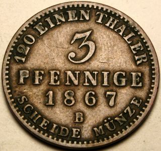 Anhalt - Bernburg (german State) 3 Pfennige 1867 B - Copper - Alexander Carl photo