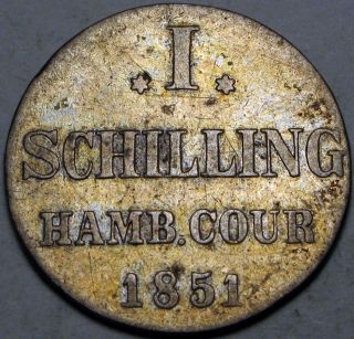 Hamburg (german City) 1 Schilling 1851 - Silver photo